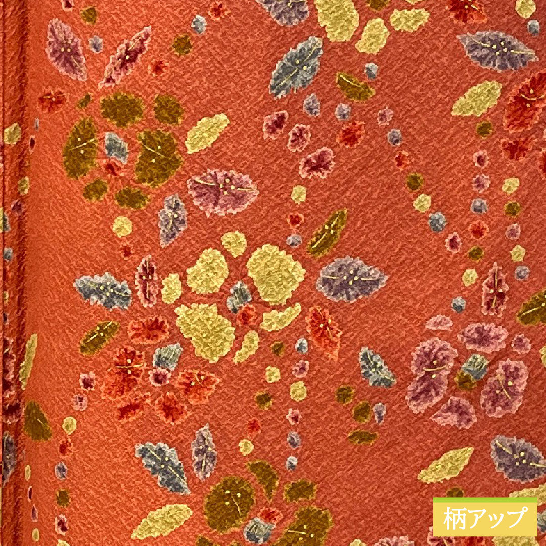小紋 正絹 Sランク 身丈161.5cm 裄丈64cm 袷 紅絹色（もみいろ） 抽象花 部分絞り 赤系 1115007662412