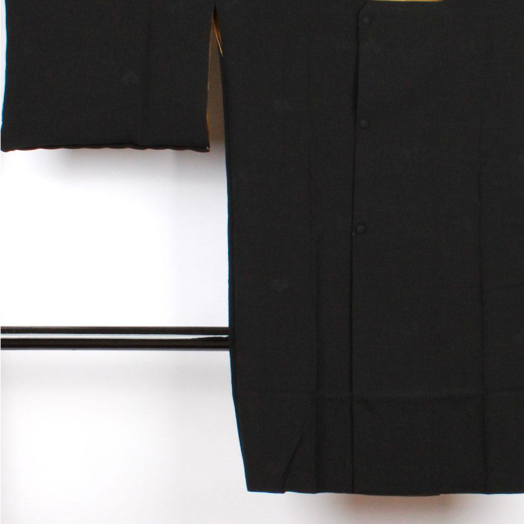 Michiyuki coat, length 99.5cm, sleeve length 68cm, warbler brown, reversible, haze pattern, pure silk, S rank, lined, yellow, 1117000232923