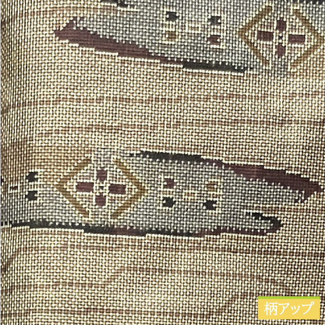 大島紬 正絹 身丈159cm 裄丈66.5cm  経緯絣 幾何学模様 Sランク 袷 茶系 1116002902314