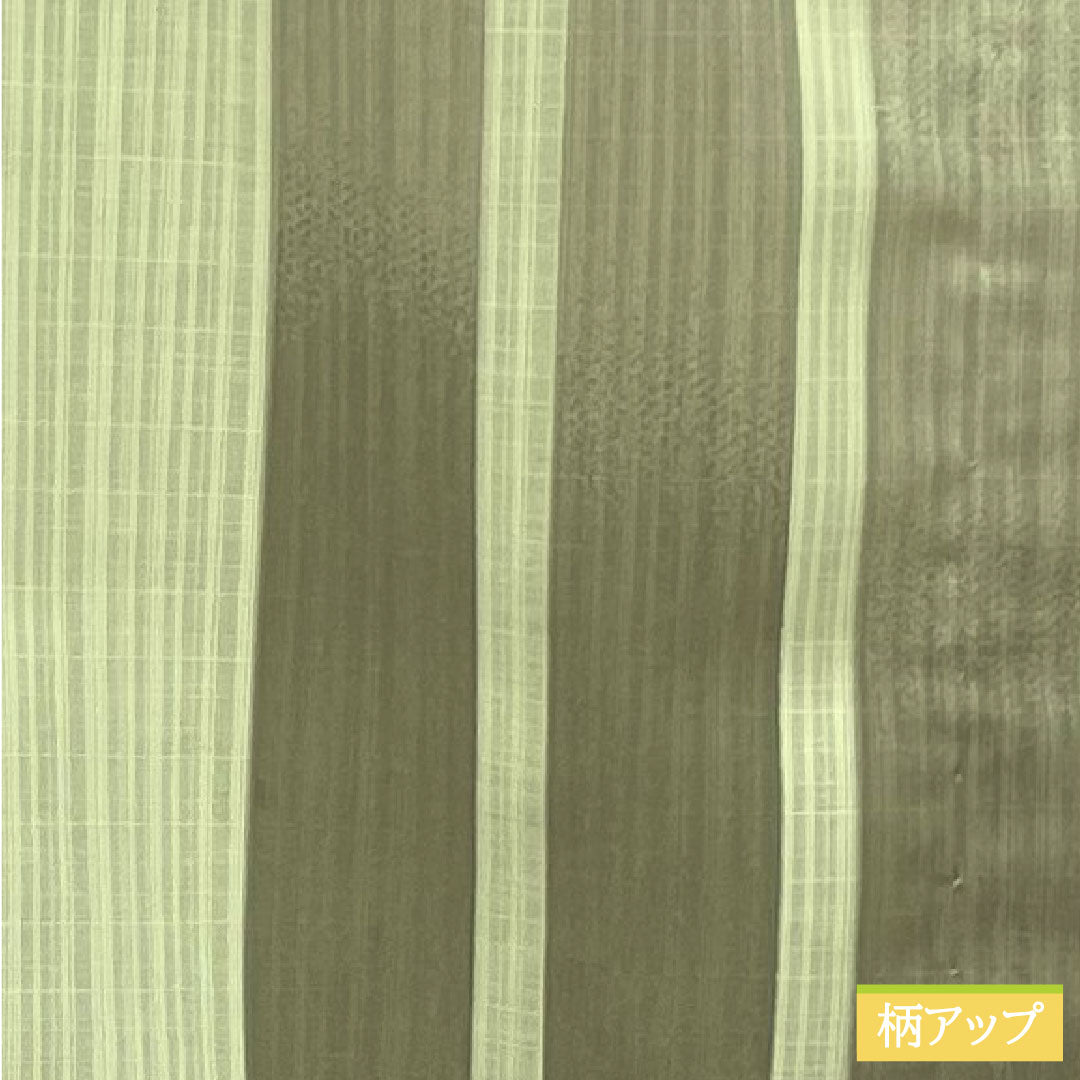 夏物 ポリエステル 小紋 身丈169cm 裄丈68cm 薄緑色（うすみどりいろ） 洗える着物 梅 椿 紗 Sランク 緑系 1132001872519