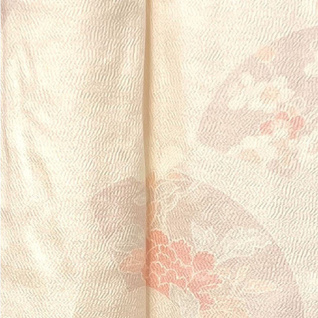 長襦袢 正絹 身丈127cm 裄丈64.5cm 単衣  フォーマル 扇面 草花模様  Sランク ピンク系 1129000562213