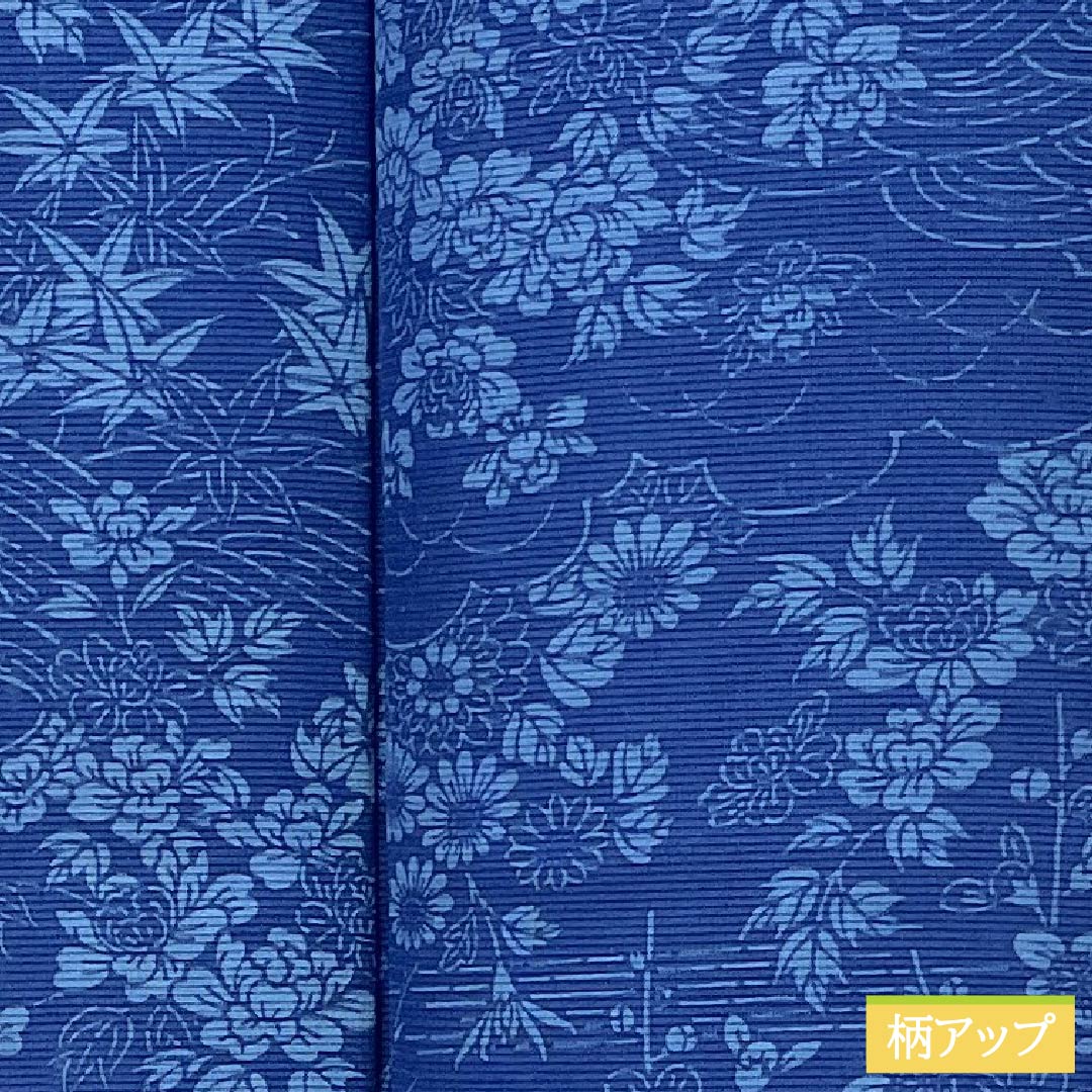 夏物 正絹 小紋 身丈157cm 裄丈65cm 紺桔梗色（こんききょういろ） 京紅型 草木染 五泉 絽 Aランク 紺系 1132002123318