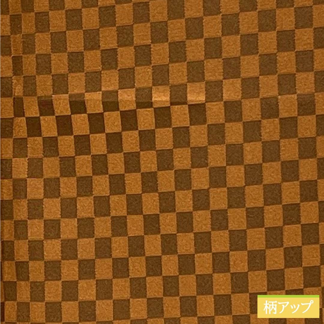 男物 ポリエステル Sランク 身丈133.5cm 裄丈66.5cm 濃朽葉色（こいくちばいろ） 市松模様 背抜き仕立て 半衿付き 袷 橙系 1119001372326