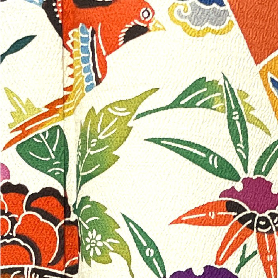 振袖 身丈160cm 裄丈65cm 袷  瑠璃色 京紅型 吉祥文様  正絹 Aランク 紺系 1113001753418