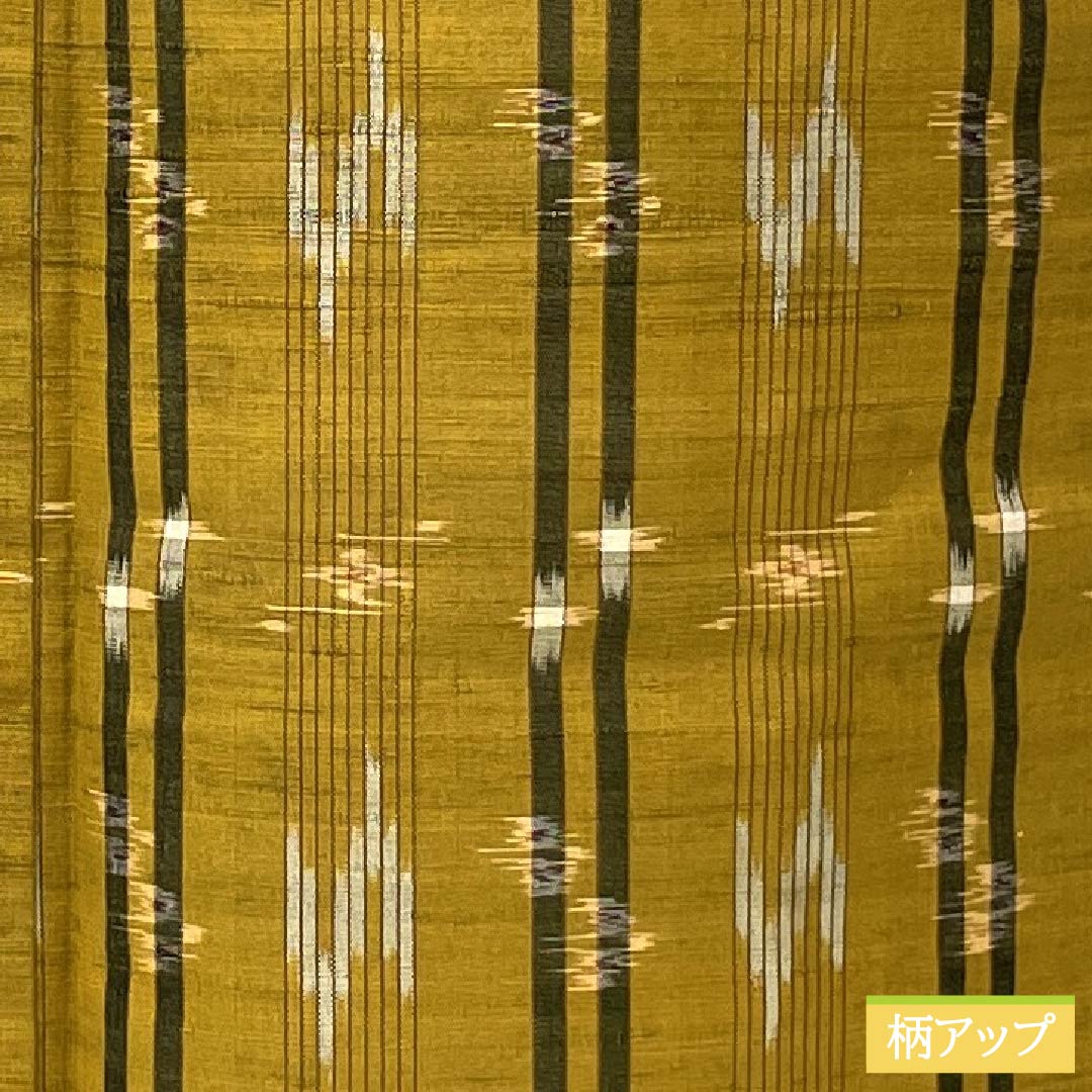 紬 正絹 Sランク 身丈154cm 裄丈62.5cm 黄茶色（きちゃいろ） 絣 単衣 茶系 1116004022214