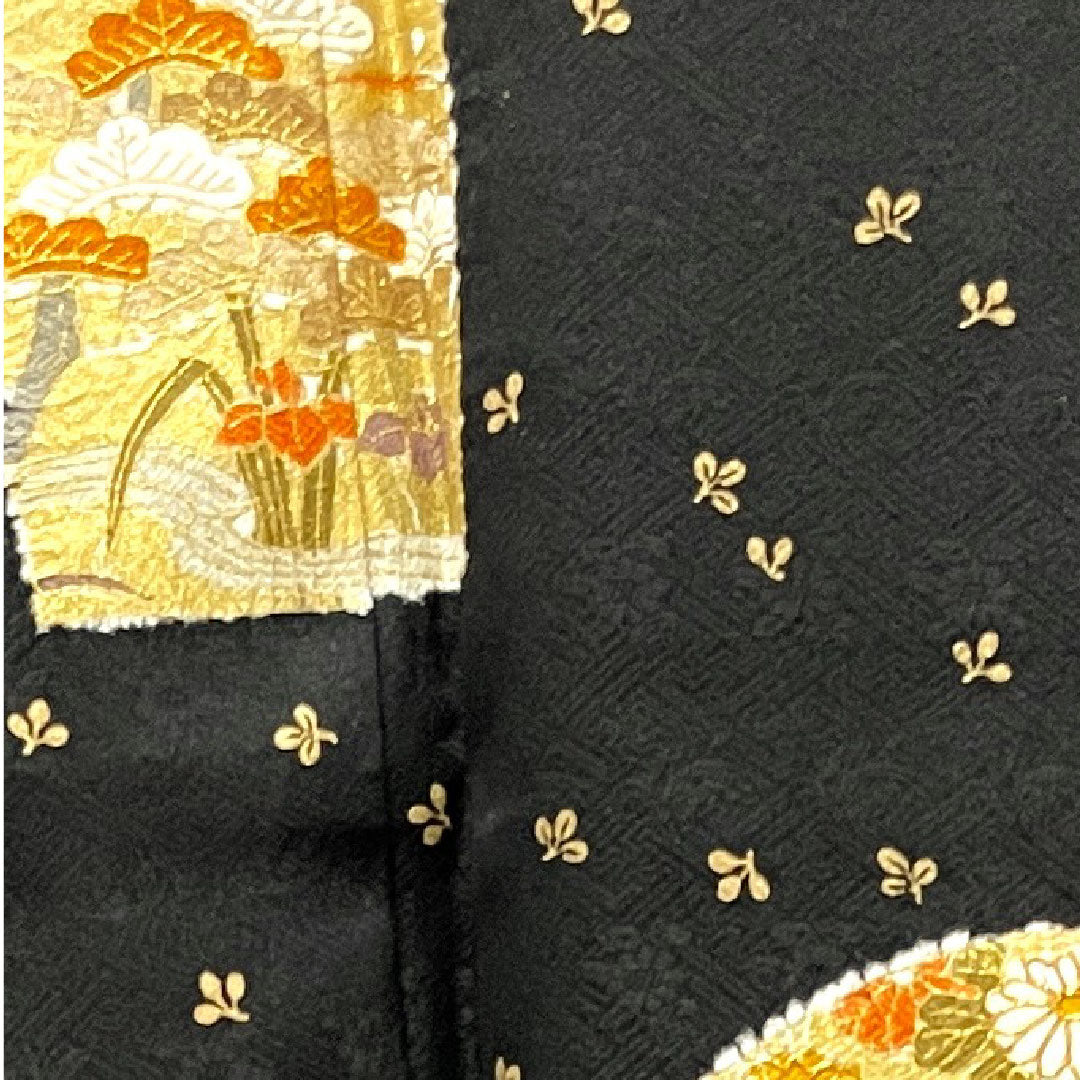 訪問着 袷 身丈155cm 裄丈61.5cm しつけ糸付き 未使用品 京友禅 吉祥文様 正絹 Sランク 黒系 1112002662310