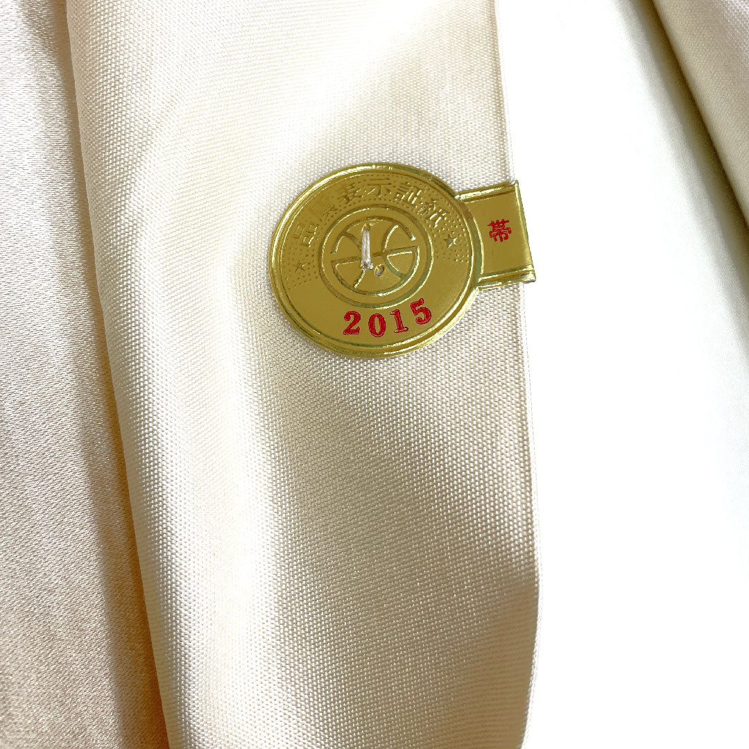 （未仕立）袋帯 向かい鶴 帯丈416cm 正絹 Aランク 六通 フォーマル 金系 1123003693321