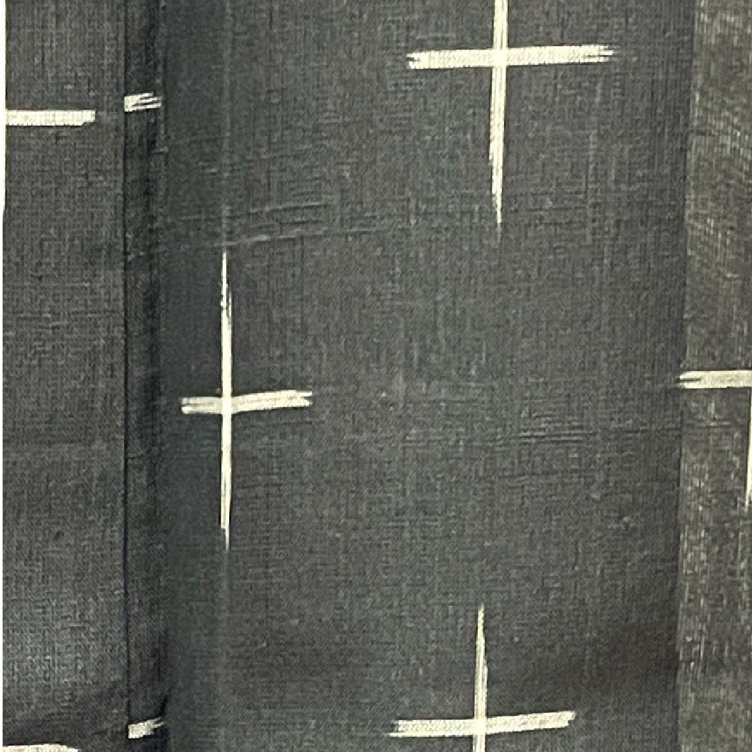 夏物 正絹 紬 身丈159cm 裄丈62cm 十字絣 紗 Sランク 黒系 1132000792310