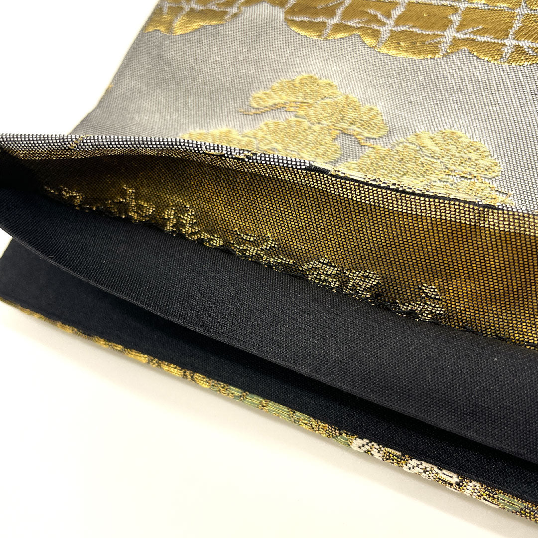 袋帯 花車 帯丈430cm 正絹 Sランク 六通 フォーマル グレー系 1123002702322