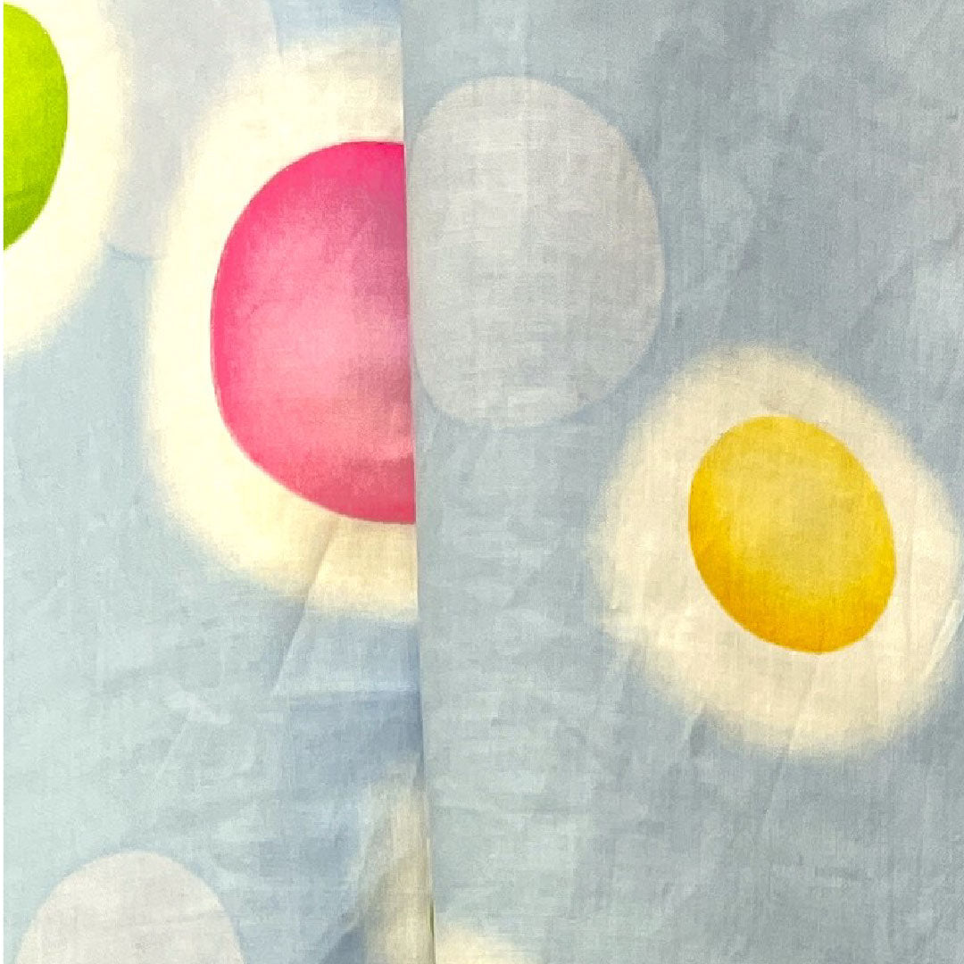 浴衣 白群色 水玉 木綿 Sランク 単衣 身丈161.5cm 裄丈64.5cm 水色系 1118001252424