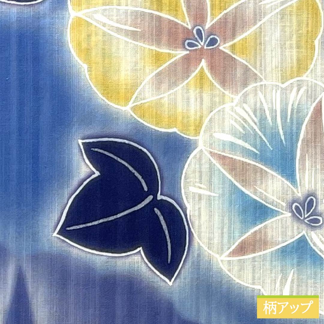 Yukata Cotton Length 163.5cm Sleeve length 66cm A rank Single layer Blue Sky color Morning glory 1118005243417