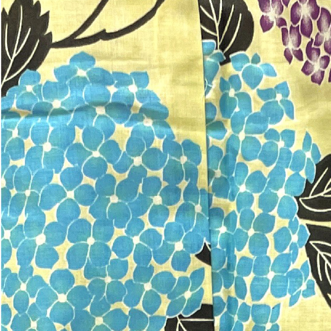 Yukata, pale yellow, hydrangea, cotton, S rank, single layer, length 164.5cm, sleeve length 63cm, yellow, 1118002612423