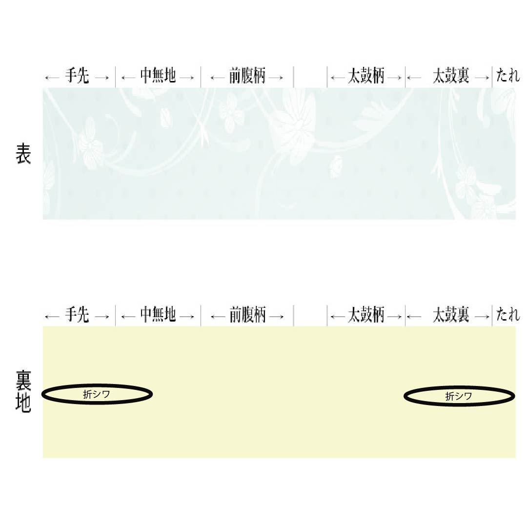 半幅帯 ポリエステル Sランク リバーシブル 牡丹 縞 骸骨 岡重 帯丈400cm 黒系 1125004942410