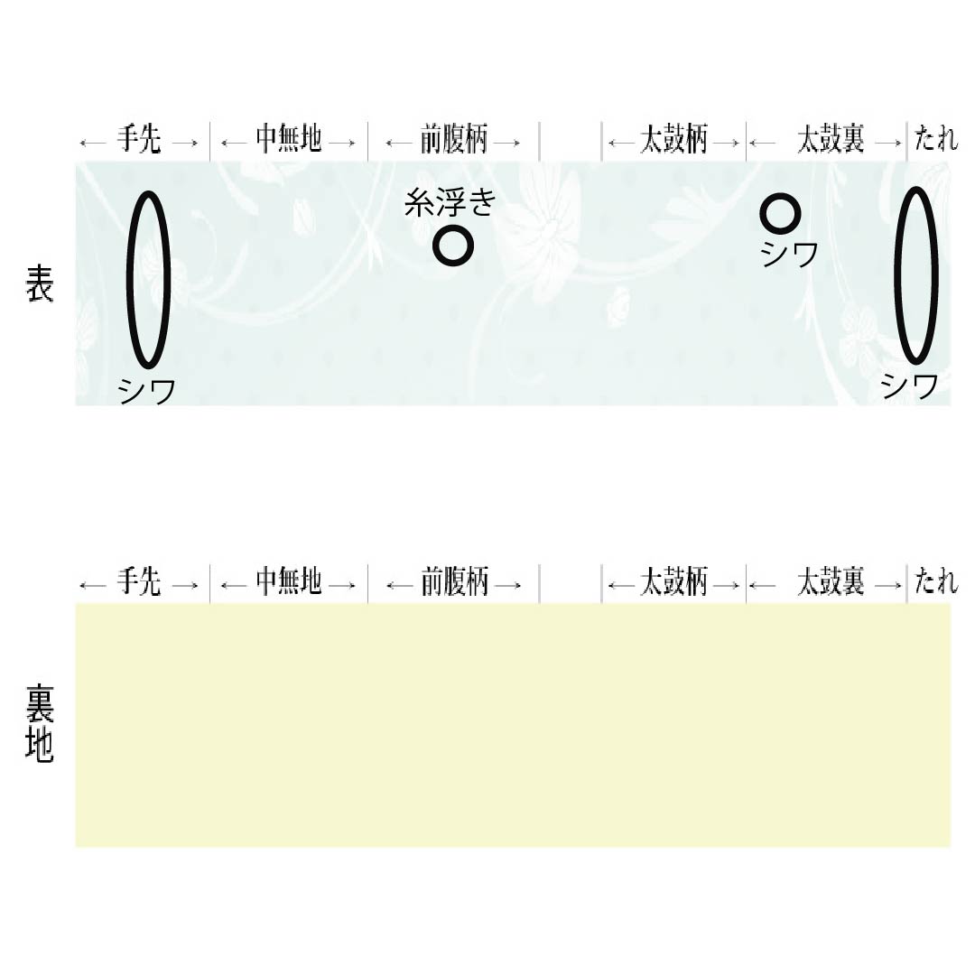 Nagoya obi, Unohanairo (color of Unohana), Karaori, floral pattern, obi length 359cm, pure silk, A rank, point pattern, casual, light blue, 1124007423324, Nagoya tailoring