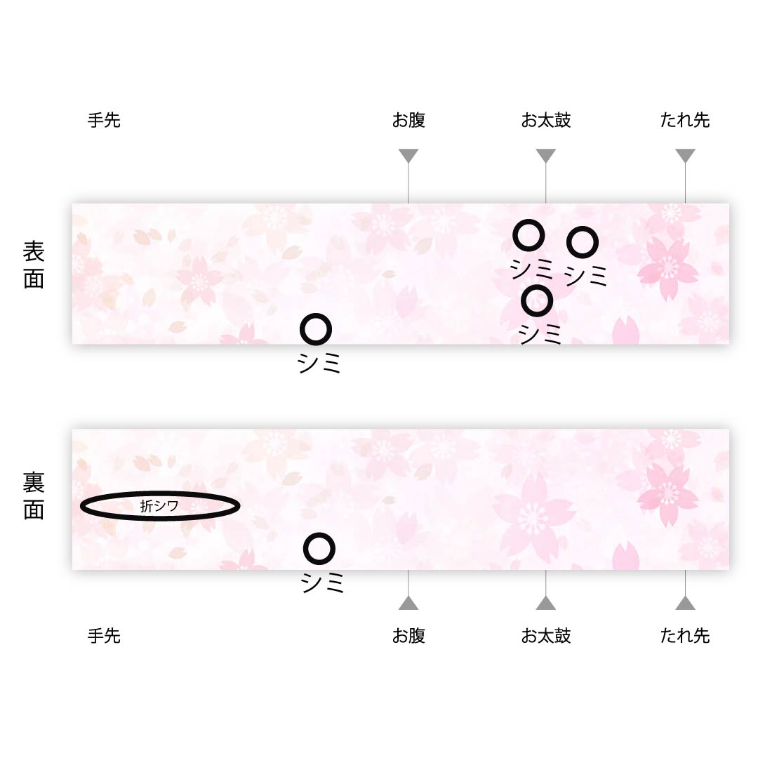 半幅帯 ポリエステル 帯丈348cm 橙色（だいだいいろ） 桜 花柄 リバーシブル 橙系 Aランク 1125001333326