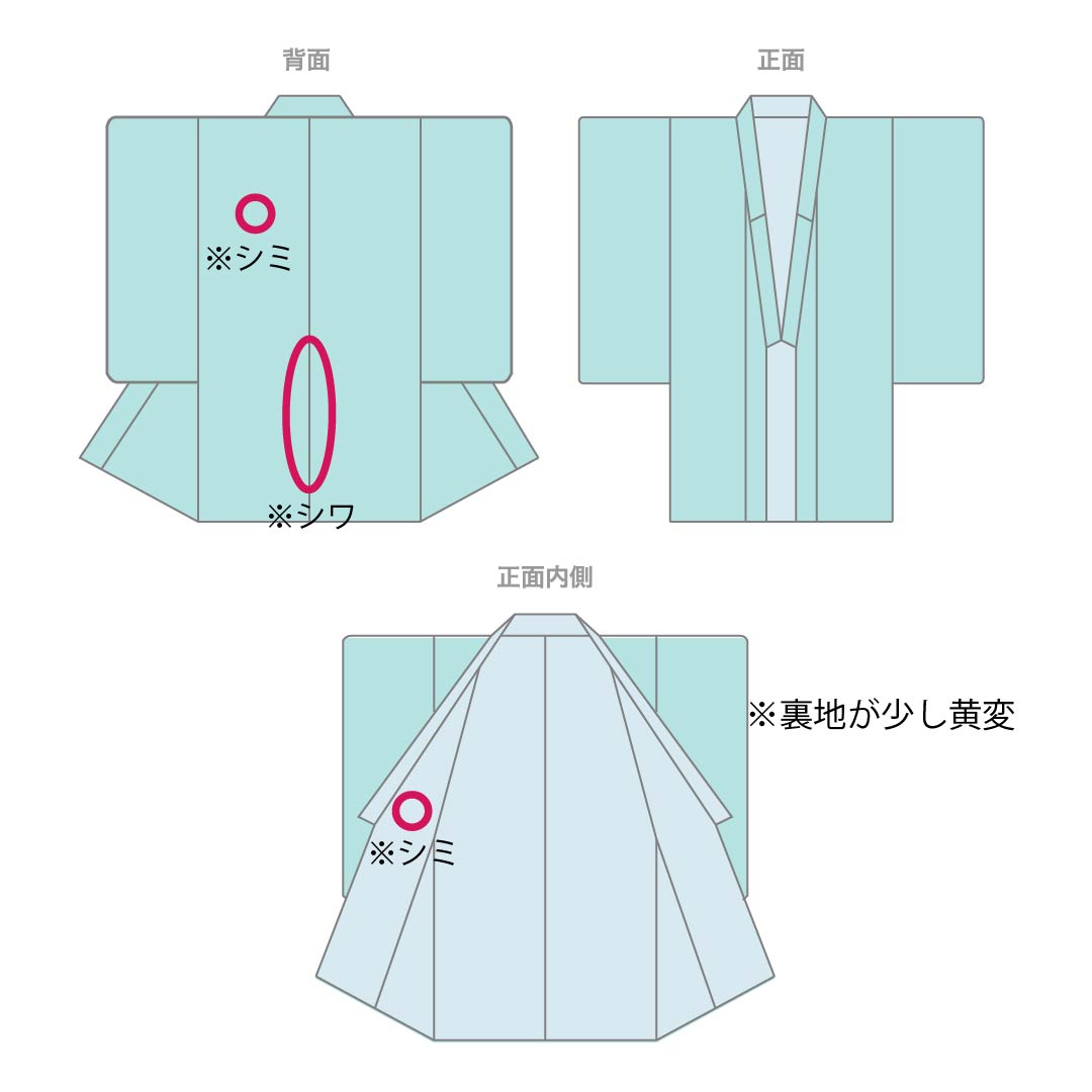 Komon (small pattern) kimono, pure silk, A rank, length 161.5cm, sleeve length 66.5cm, lined, light green (asamidoriiro), stencil dyed, Seigaiha (wave pattern), one-sided, green-based design, product number 1115006553419