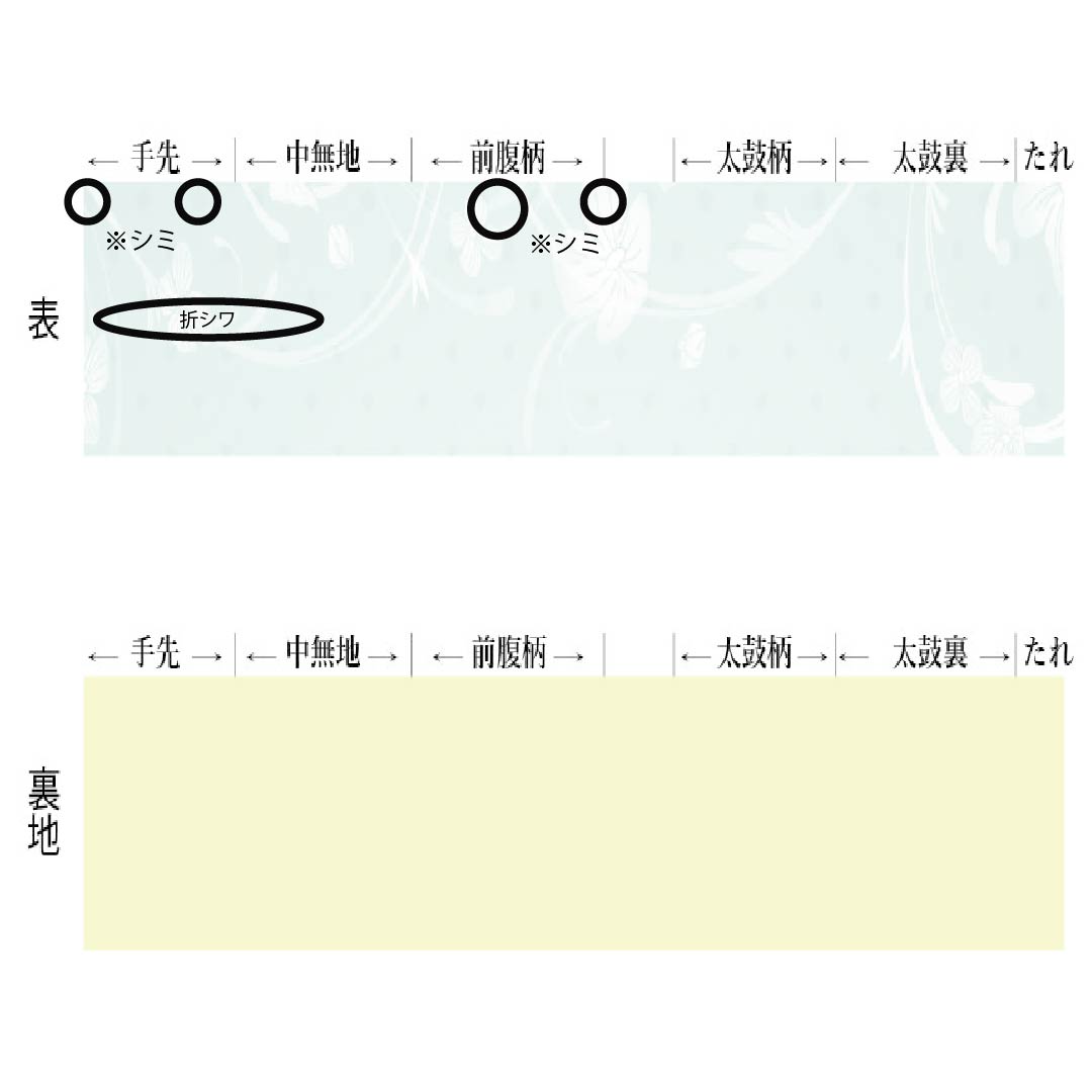 半幅帯 ポリエステル Aランク 黒色（くろいろ） 象牙色（ぞうげいろ） 縞 抽象模様 リバーシブル 広幅 帯丈427cm 黒系 1125005483410