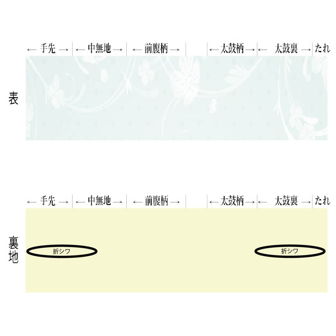 半幅帯 ポリエステル Sランク 灰色（はいいろ） 薄卵色（うすたまごいろ） リバーシブル 猫 霞模様 帯丈400cm マルチカラー 1125004802428