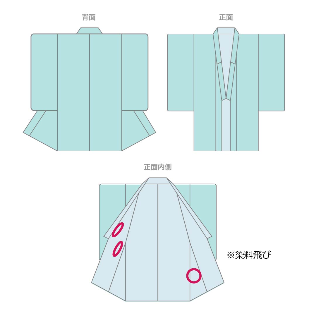 Small pattern, polyester, length 170cm, sleeve length 65cm, lined, blue and red, washable kimono, Persian pattern, open torso, with basting thread, S rank, green, 1115005252619