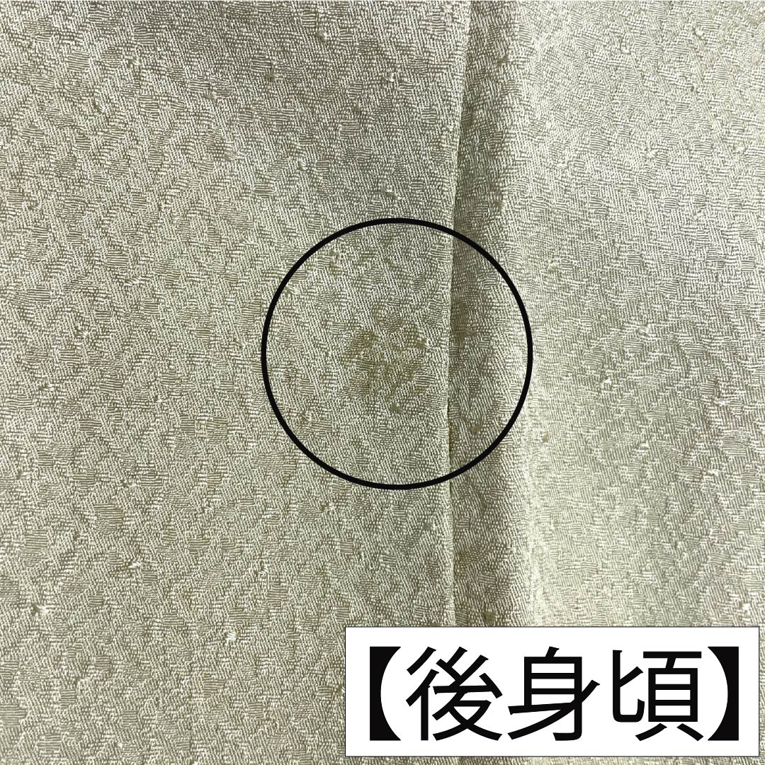 色無地 正絹 Aランク 身丈162cm 裄丈64.5cm 硫黄色（いおういろ） 綸子 作家物 袷 緑系 1114002813419