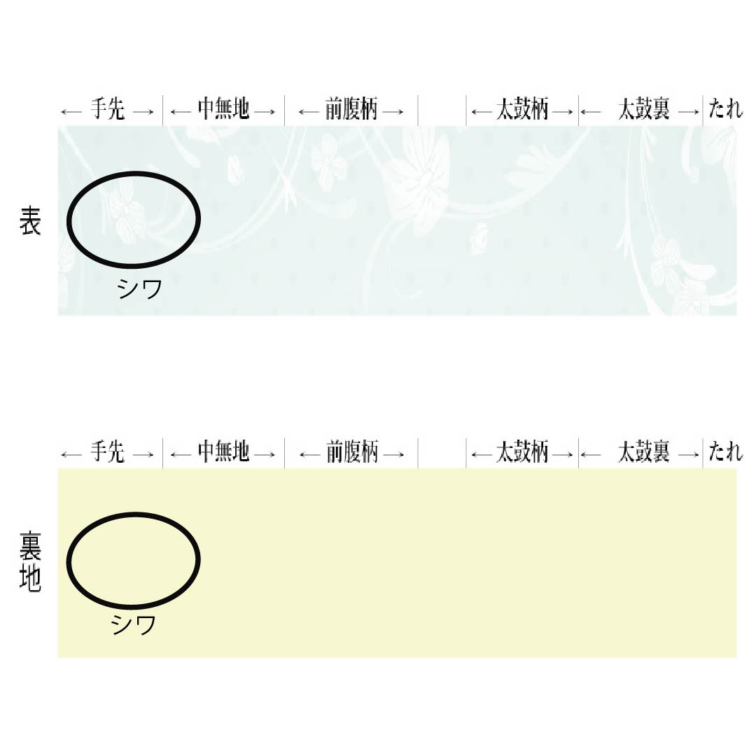 半幅帯 ポリエステル Aランク 山吹色（やまぶきいろ） 抽象模様 帯丈352cm 黄系 1125004513323