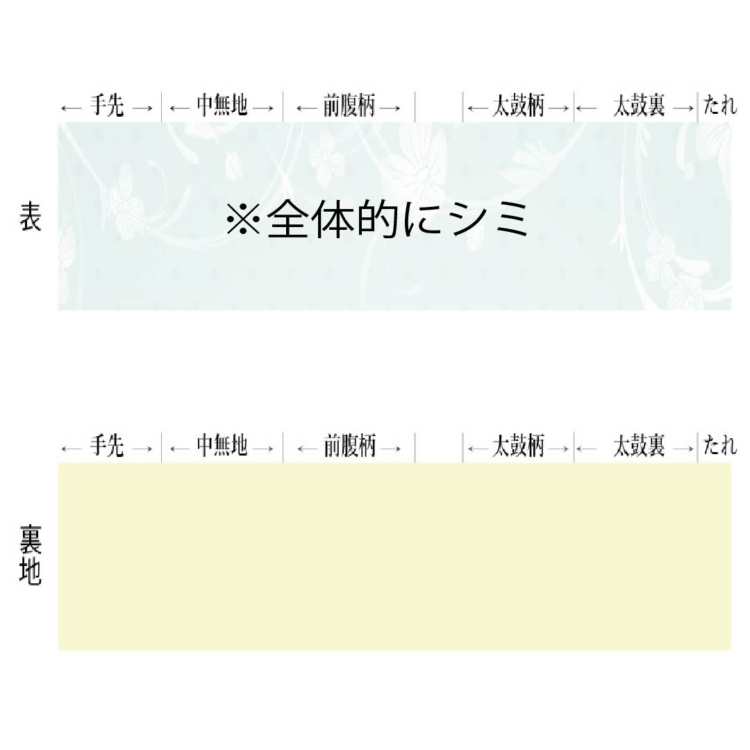 名古屋帯 ポリエステル Bランク 唐花 染め帯 帯丈368cm ポイント柄 カジュアル 白系 1124010854311 名古屋仕立て