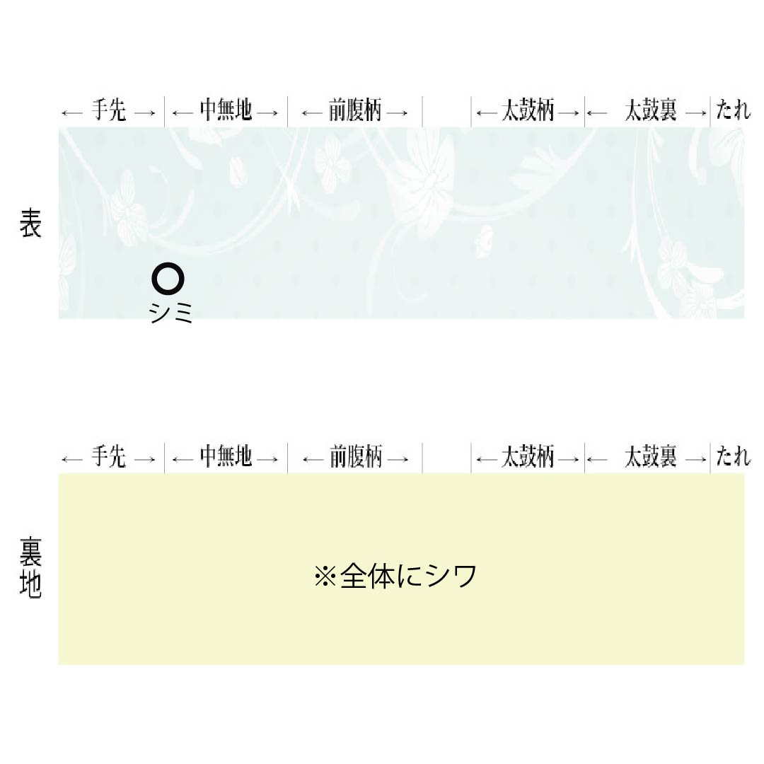半幅帯 ポリエステル Aランク 窃黄色（せっこういろ） 染め帯 麻の葉 帯丈376cm 黄系 1125004553323