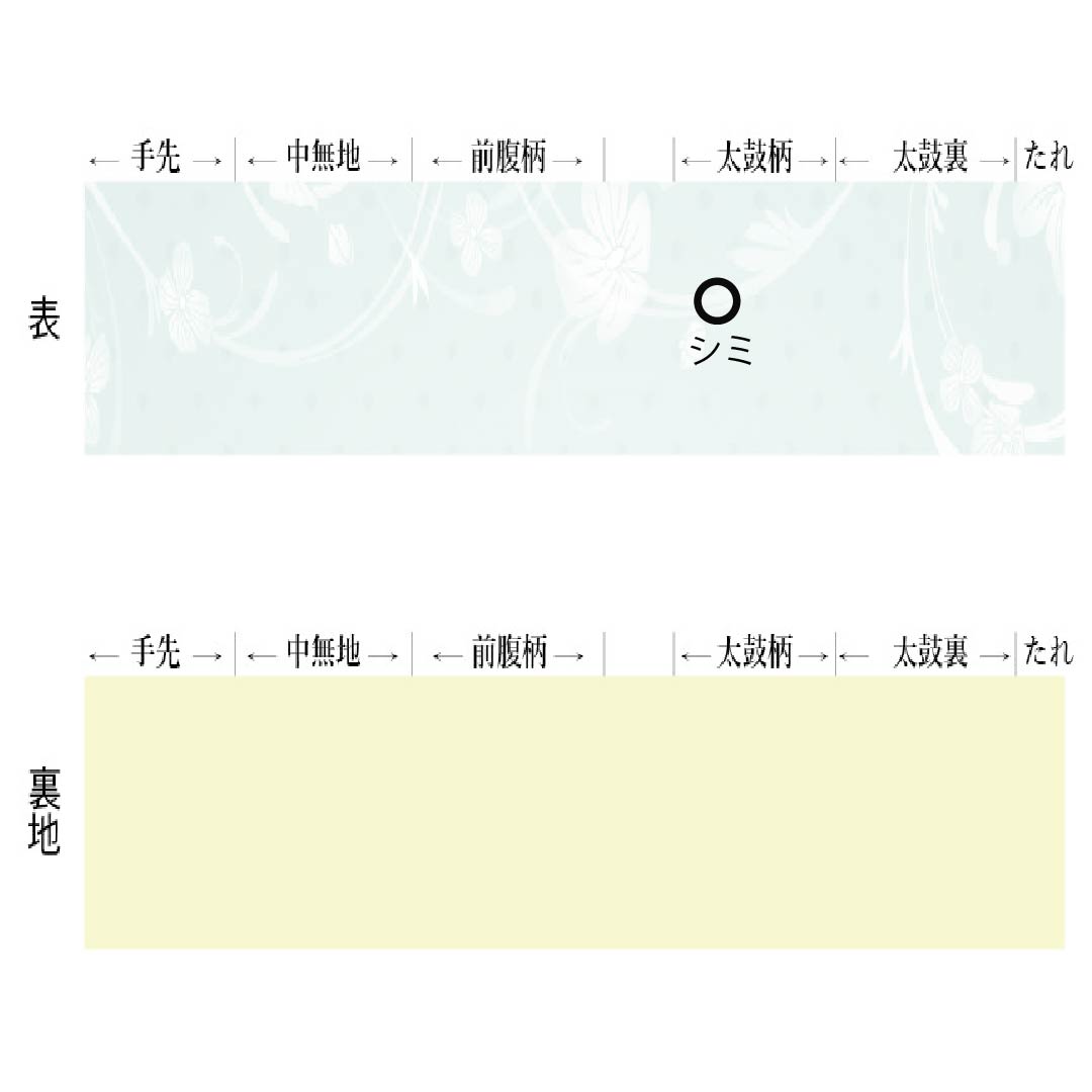 半幅帯 ポリエステル 比金襖色（ひこんのういろ） 浴衣用 無地 リバーシブル 帯丈352cm 緑系 Aランク 1125001973319