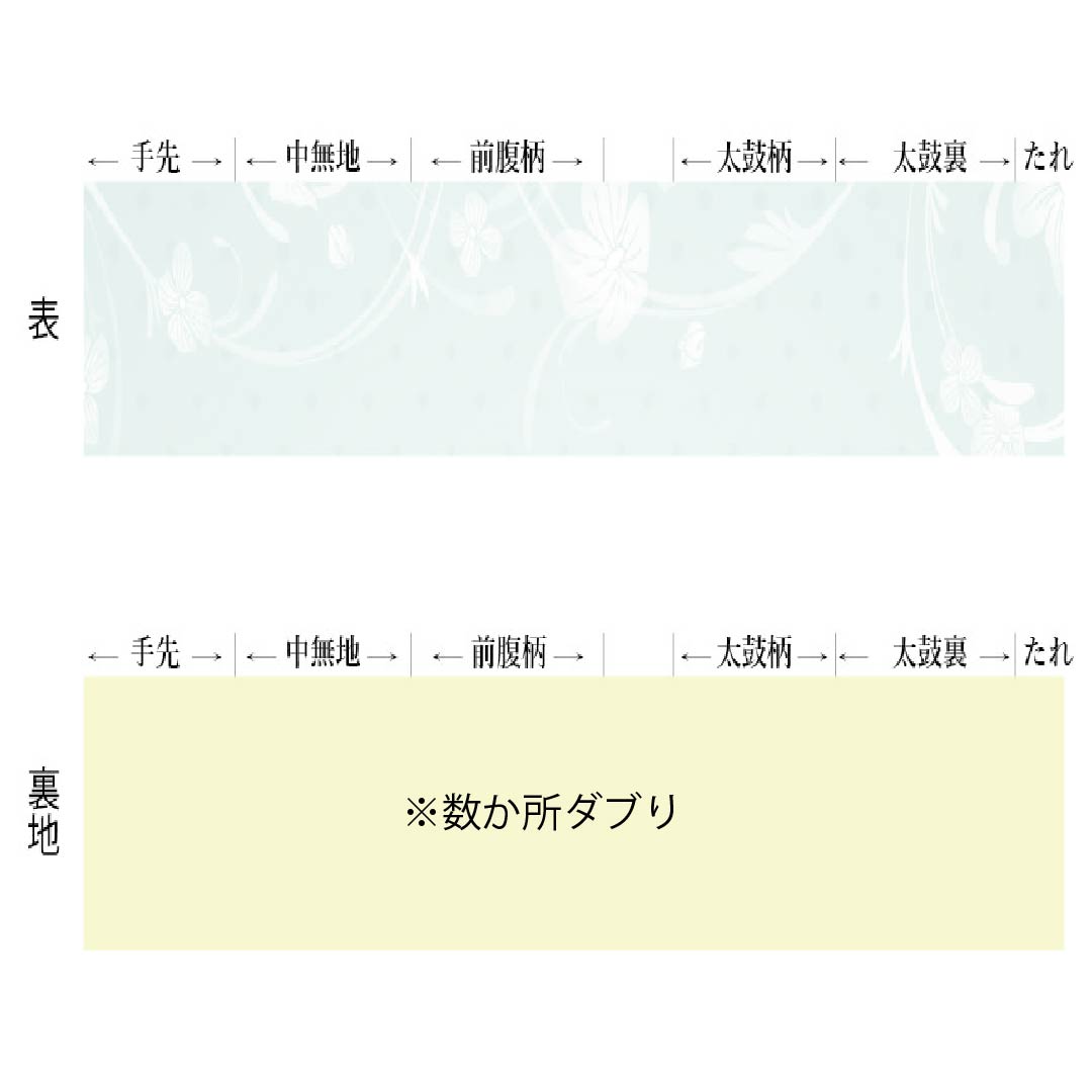 【未仕立】半幅帯 ポリエステル Aランク 鈍紫色（にびむらさきいろ） 蝶 露芝 帯丈360cm グレー系 1125004383322