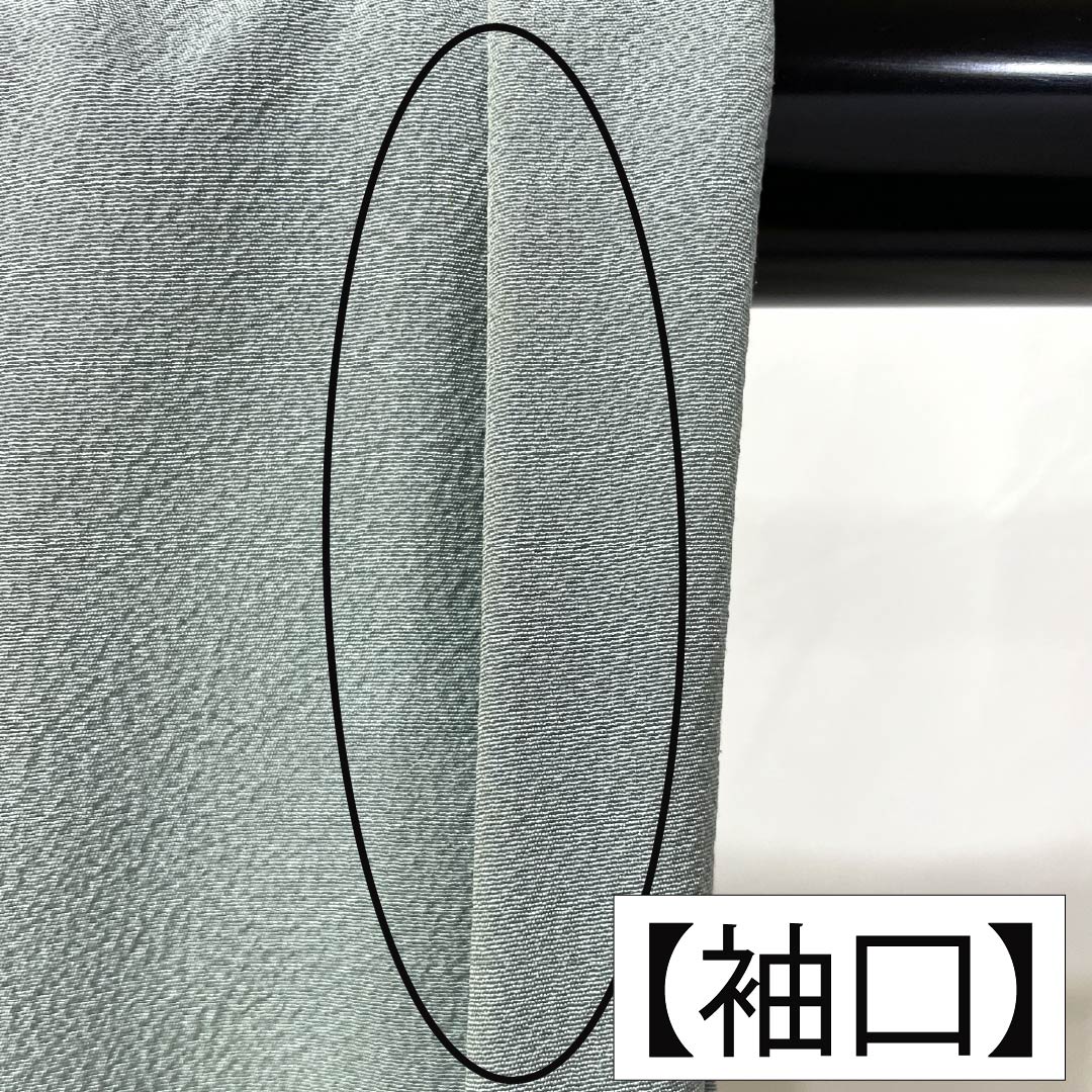 色無地 正絹 Aランク 身丈160cm 裄丈64cm 沈香茶色（とのちゃいろ） ちりめん地 素無地 一つ紋 袷 水色系 1114003183424