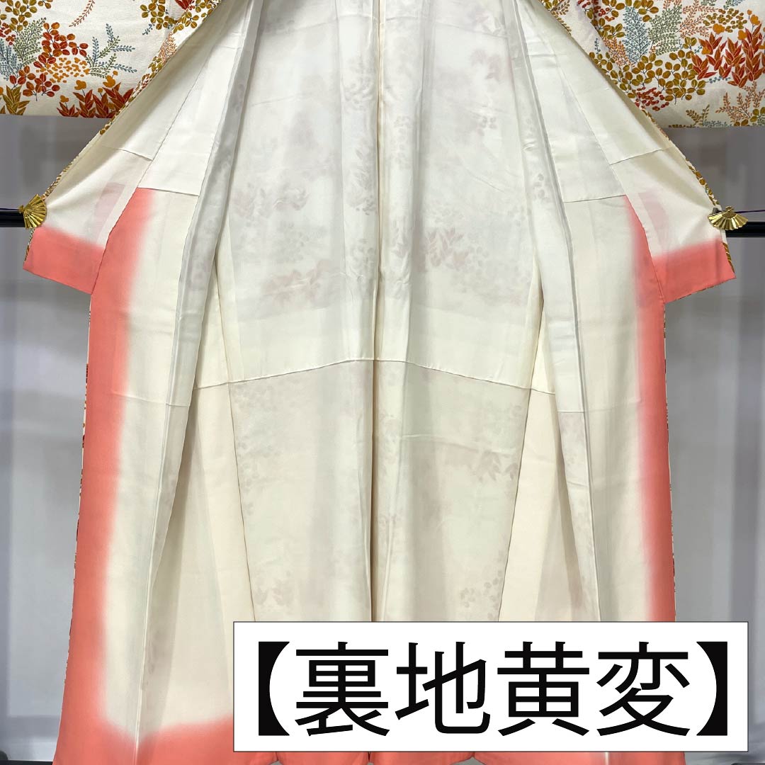 小紋 正絹 Bランク 身丈153.5cm 裄丈62cm 袷 草花模様 白系 1115006434211