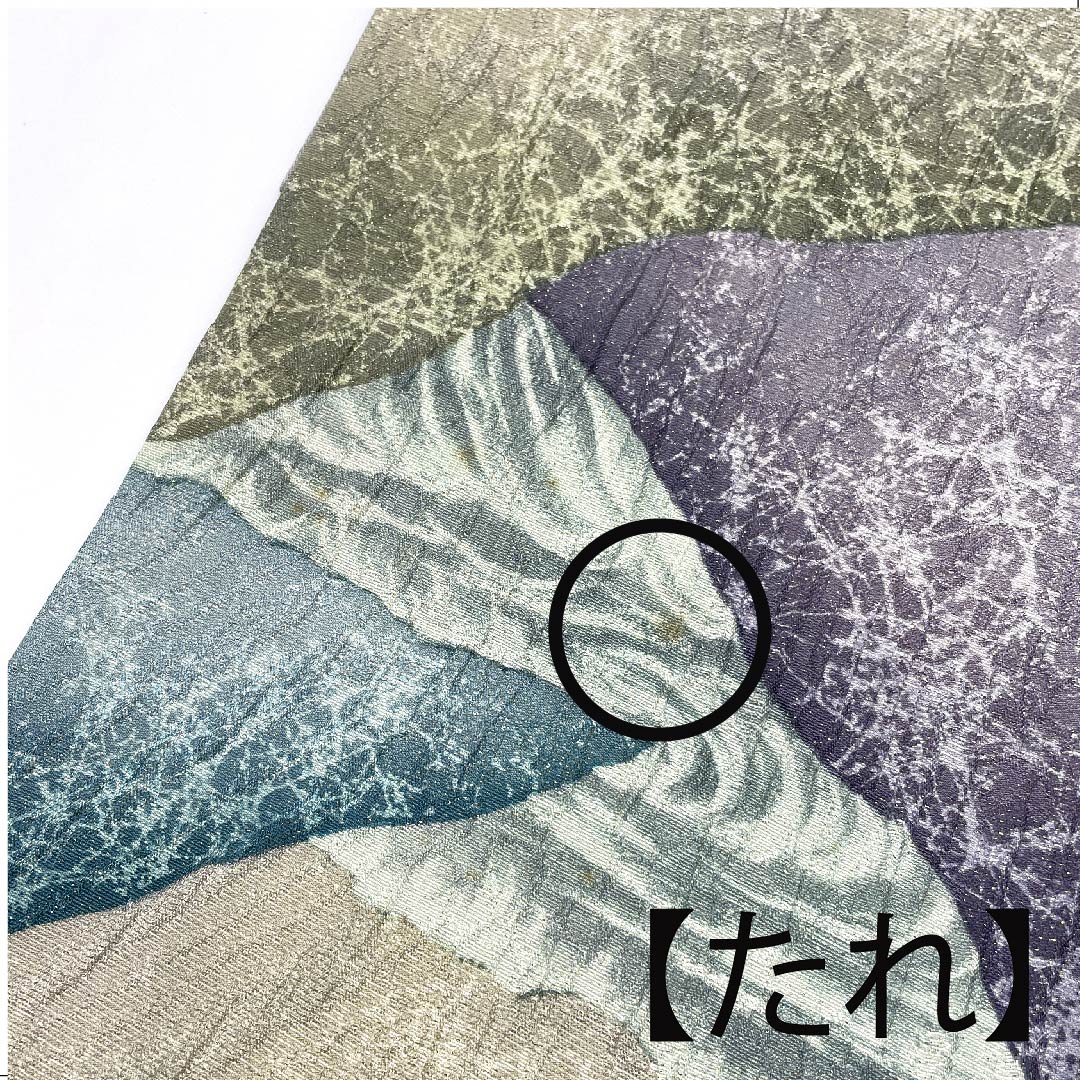 袋帯 ふくれ織り 抽象模様 ラメ 帯丈434cm 正絹 Bランク 六通 カジュアル グラデーション系 1123003064399