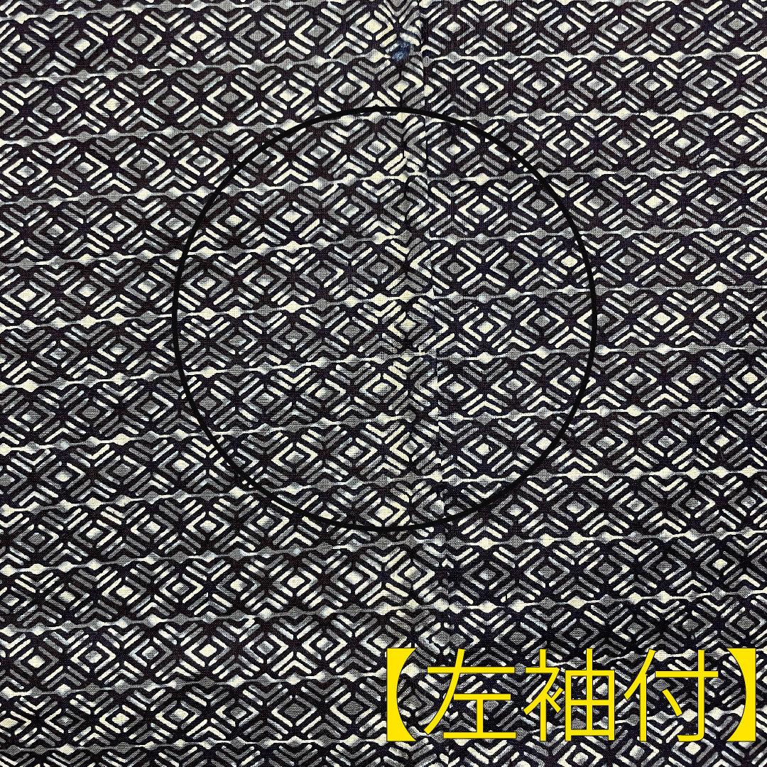 浴衣 木綿 身丈142.5cm 裄丈63cm Aランク 単衣 紺系 濃紺色（のうこんいろ） 男物 幾何学模様 1118004973418