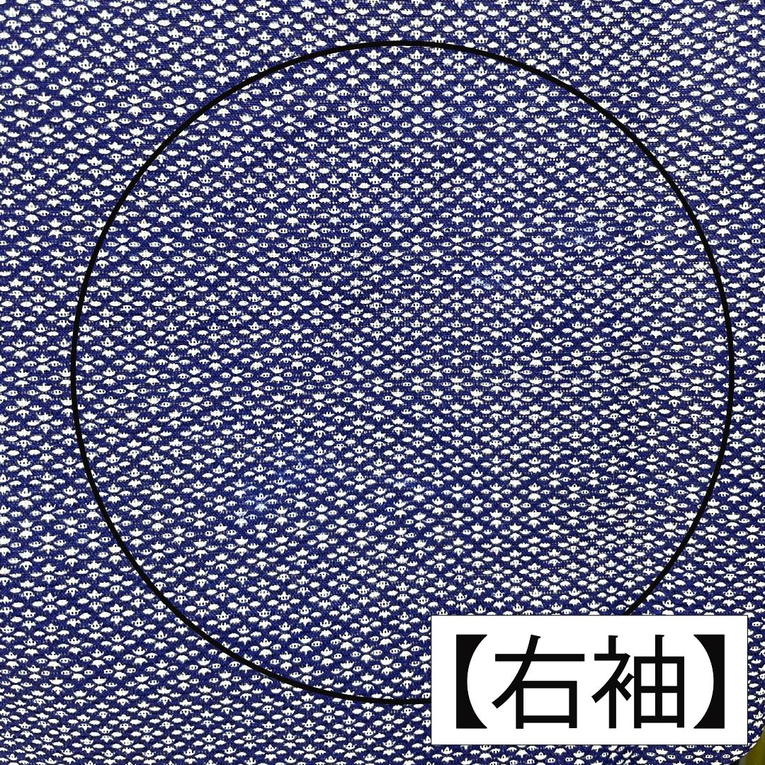 夏物 ポリエステル 小紋 Aランク 身丈158cm 裄丈65cm 濃桔梗色（こいききょういろ） 花菱 洗える着物 絽 紺系 1132003333318