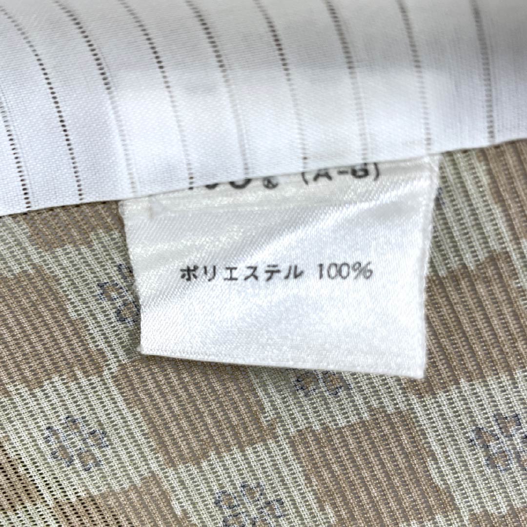 夏物 ポリエステル 小紋 Sランク 身丈163cm 裄丈63.5cm 翁茶色（おきなちゃいろ） 枯野色（かれのいろ） 市松 桜 絽 茶系 1132005122414