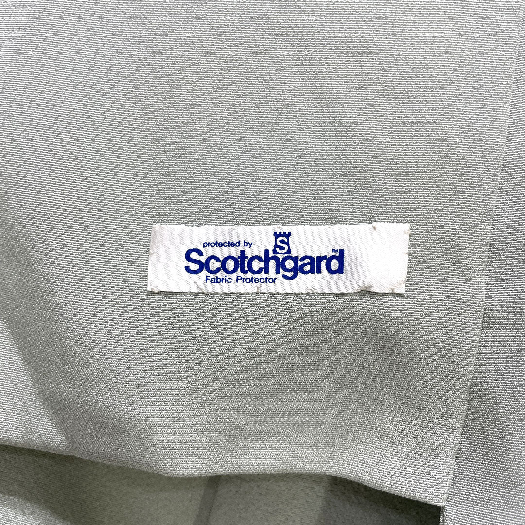 訪問着 正絹 袷 身丈155cm 裄丈65cm 白緑色（びゃくろくいろ） 草花模様 スコッチガード 付下げ Aランク 水色系 1112005453324