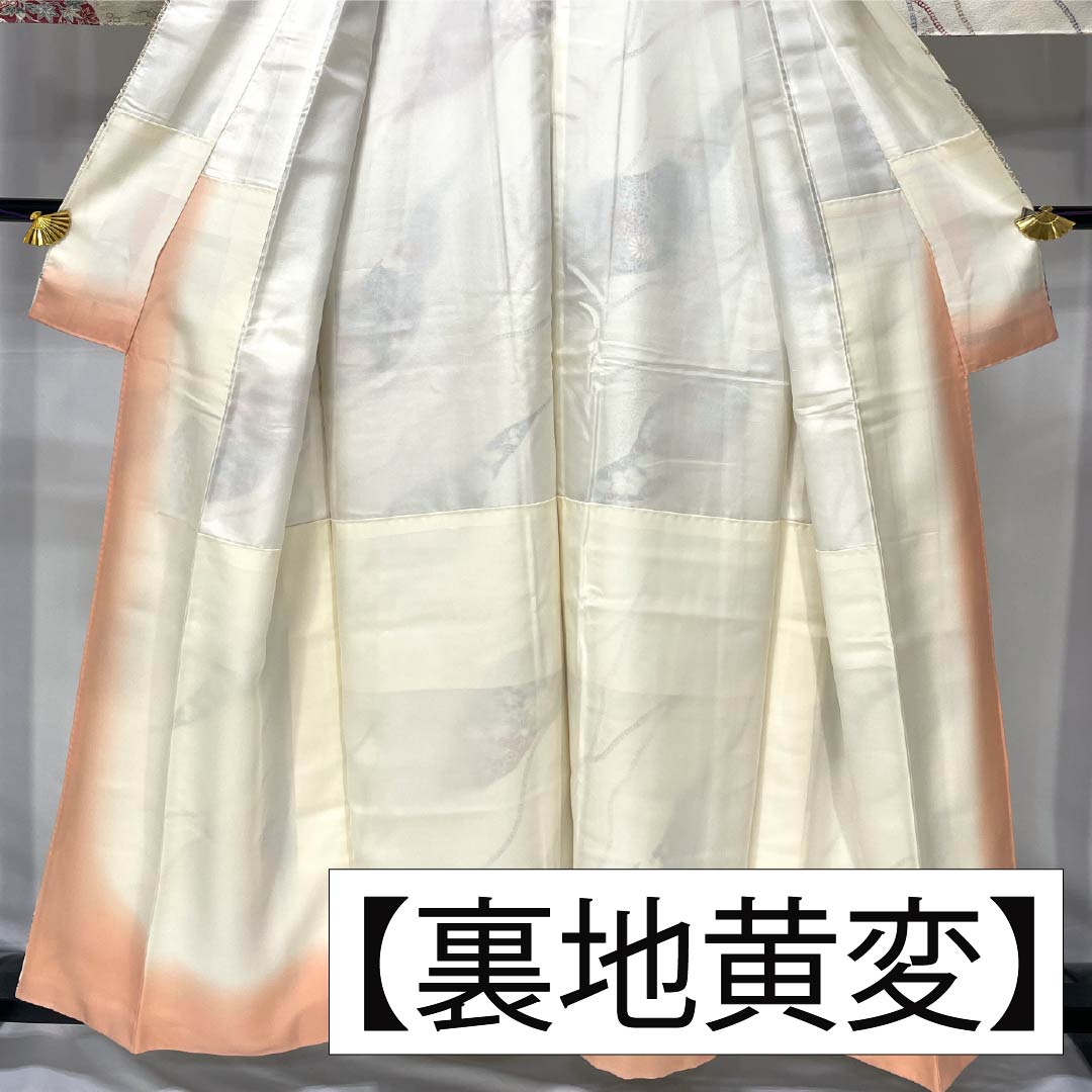 小紋 正絹 身丈158cm 裄丈63.5cm 袷 乳白色（にゅうはくしょく） 割付け 古典柄 Aランク 白系 1115005233311