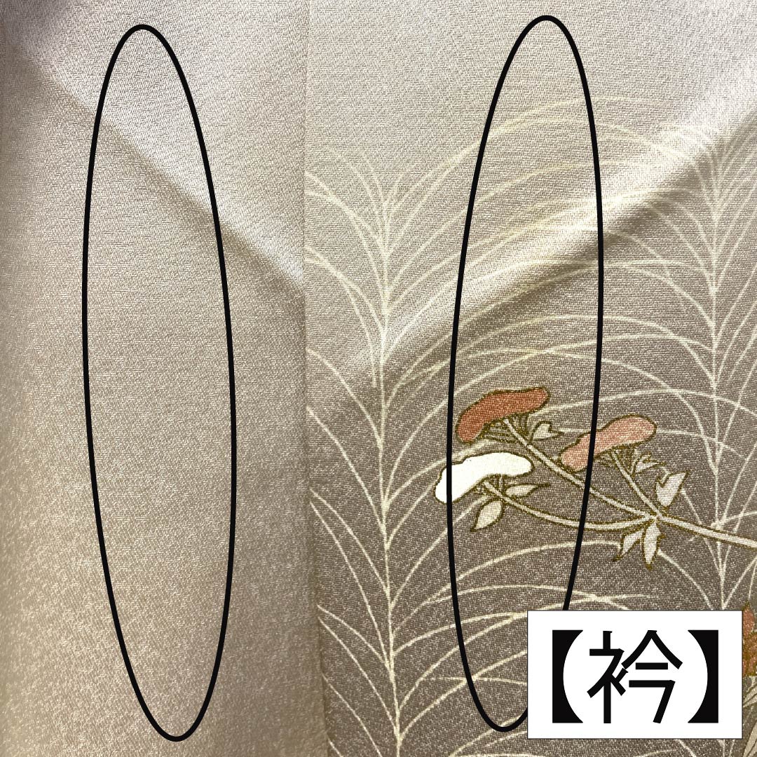 訪問着 正絹 Aランク 袷 身丈165.5cm 裄丈64cm 砥粉色（とのこいろ） 京友禅 ススキ 草花 萩 ベージュ系 1112007253525