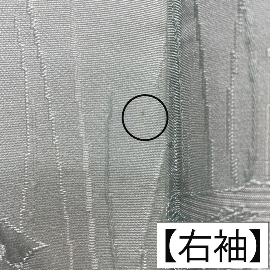 色無地 正絹 身丈154cm 裄丈62cm 薄水色（うすみずいろ） 綸子 袷 Aランク 緑系 1114002093219