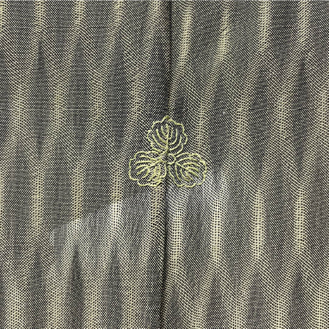 夏物 正絹 紬 身丈172cm 裄丈67cm 鈍色（にびいろ） 関絹織物 薩摩透かし織 本場縞大島 紗 Aランク 緑系 1132001983619