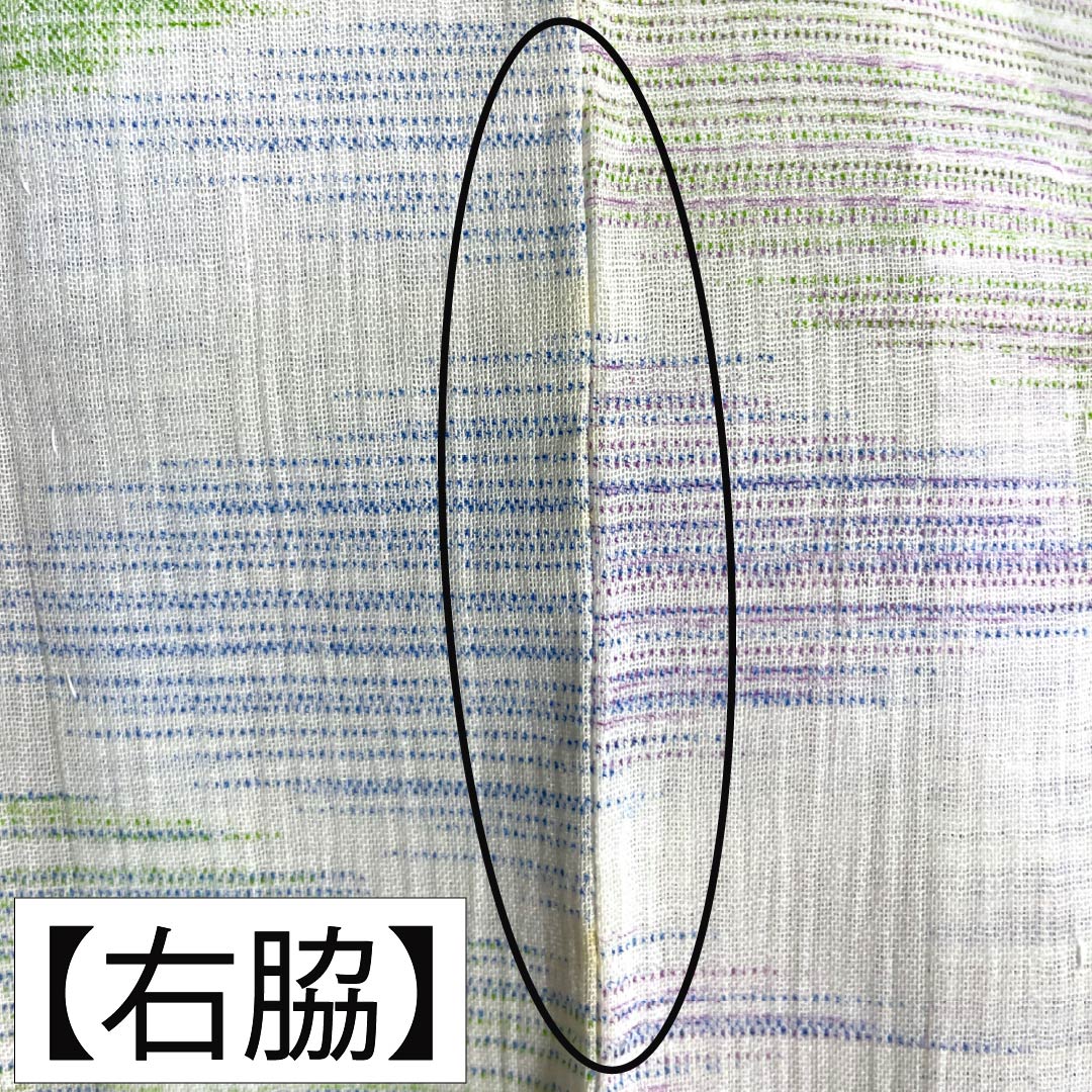 夏物 ポリエステル 紬 Bランク 身丈156.5cm 裄丈64.5cm 型染 松皮菱 洗える着物 紗 白系 1132004934311