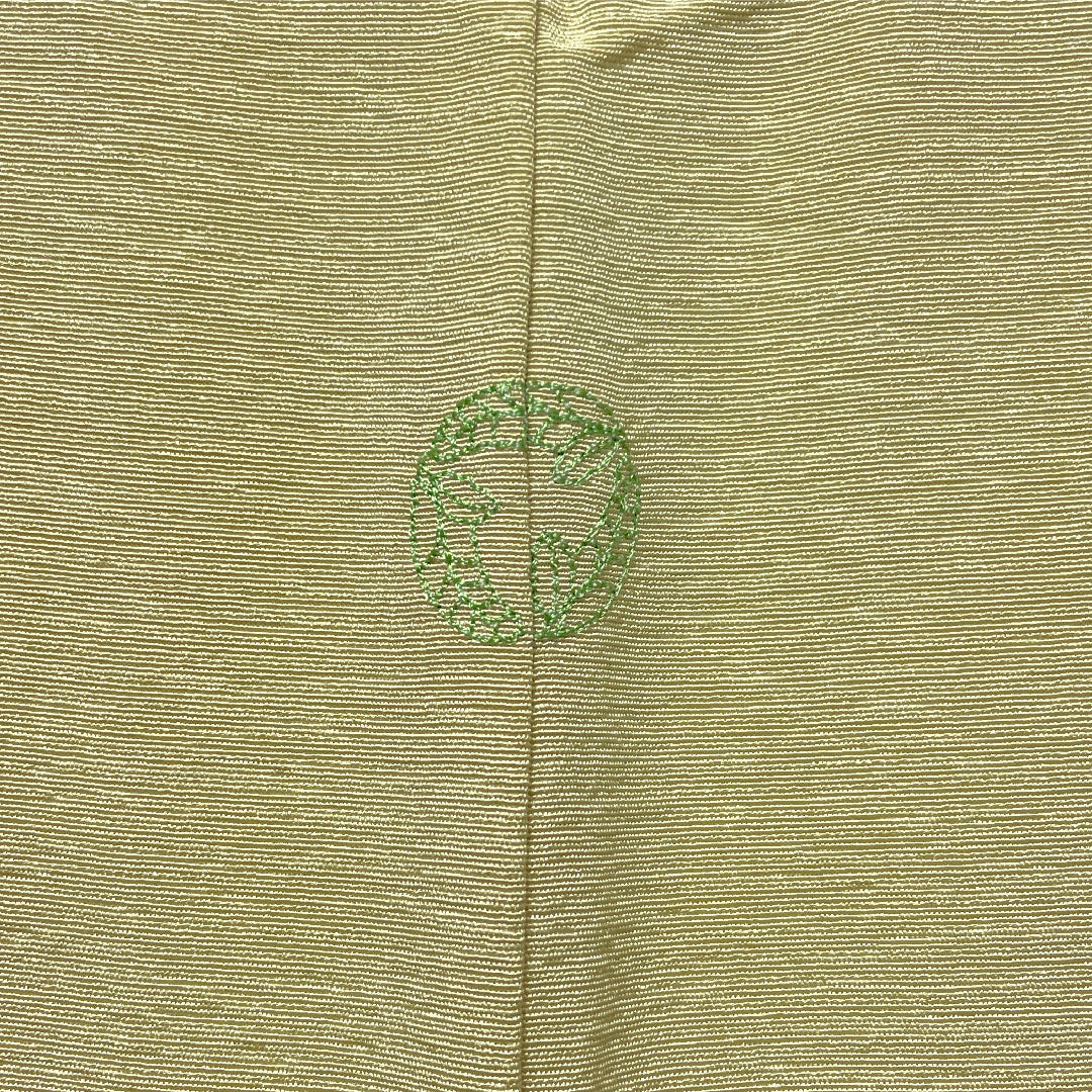 訪問着 正絹 袷 身丈151cm 裄丈61cm 硫黄色）いおういろ） 京友禅 草花模様 一つ紋 三ツ割藤 Aランク 緑系 1112005593219