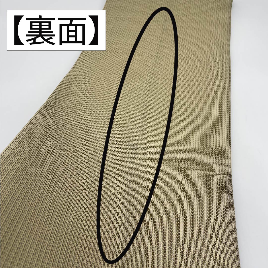 （京袋帯）名古屋帯 ポリエステル Sランク 麦藁色（むぎわらいろ） 京袋帯 野菜  帯丈384cm 全通 カジュアル 黄系 1124010952423 開き仕立て