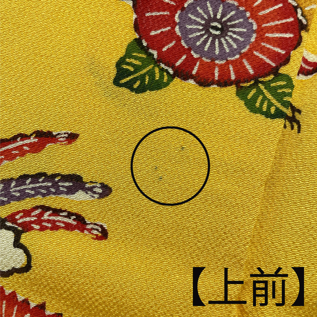 小紋 身丈156.5cm 裄丈64cm 袷  紅型  正絹 Aランク 黄系 1115002033323