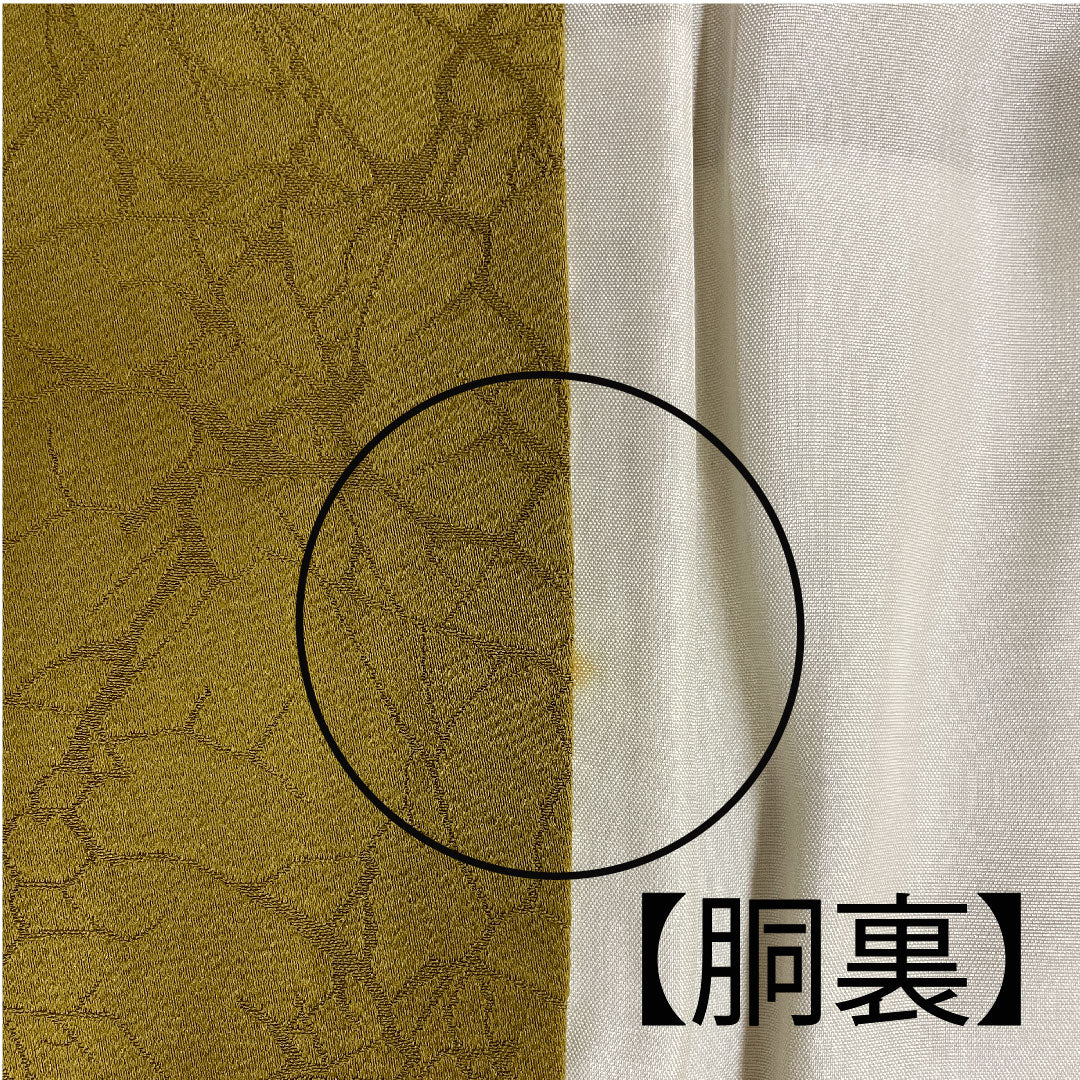 色無地 氷割れ模様  身丈162cm 裄丈64cm 袷  正絹 Sランク 黄系 1114000172323