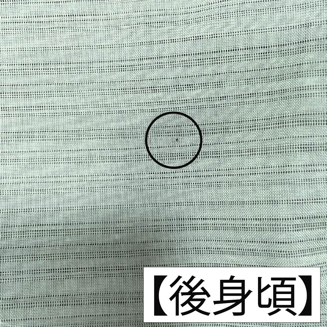 夏物 ポリエステル 小紋 身丈166cm 裄丈63.5cm 秘色色（ひそくいろ） 抽象模様 洗える着物  絽 Aランク 緑系 1132000882519