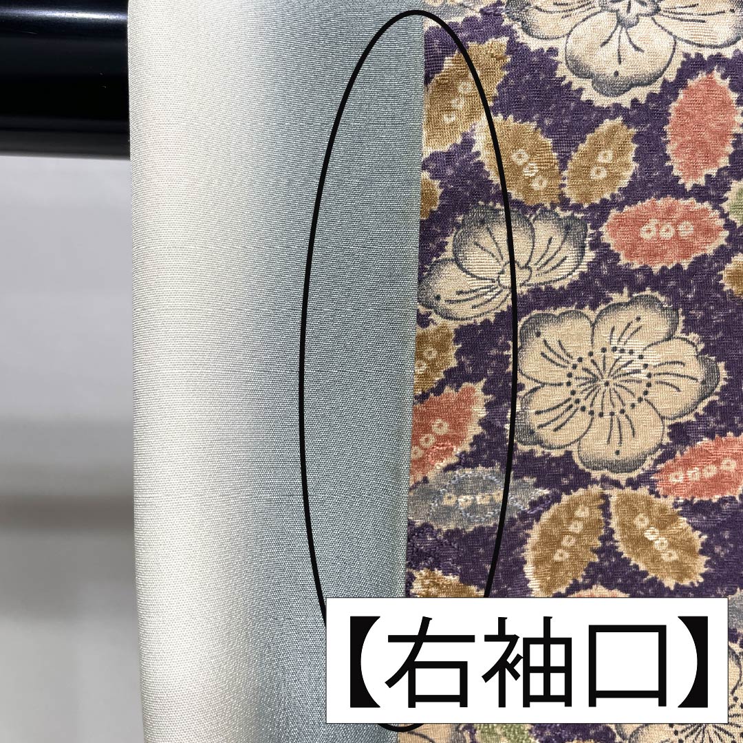 Komon silk, A-rank, length 163cm, sleeve length 68cm, lined, medium purple, Tsujigahana pattern, purple, 1115007723420