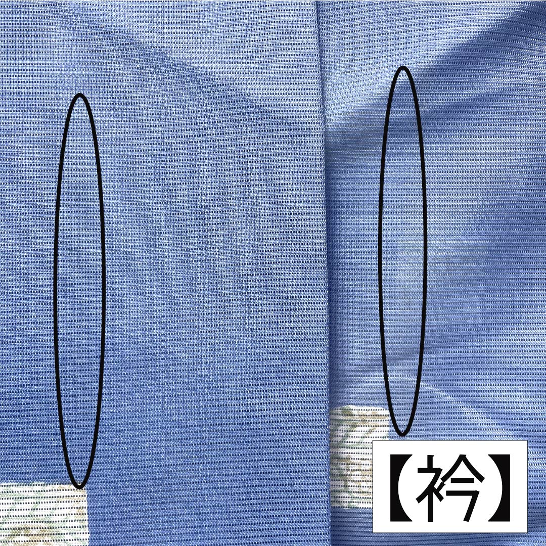 夏物 ポリエステル 小紋 身丈165cm 裄丈67.5cm 紺藤色（こんふじいろ） 市松模様 洗える着物 絽 Aランク 青系 1132002183517