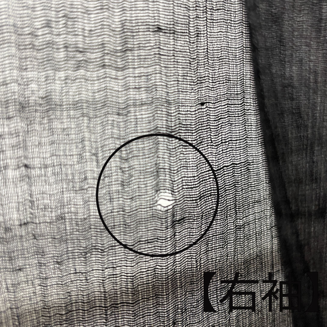夏物 正絹 男物 身丈140.5cm 裄丈64.5cm 黒鼠色（くろねずいろ） 縞 紗 Aランク 黒系 1132001793110