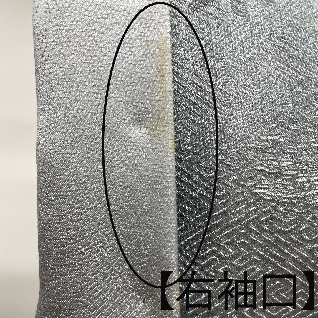 訪問着 正絹 袷 身丈152.5cm 裄丈62.5cm 白銅色 京友禅 絞り 刺繡 Aランク グレー系 1112003033222